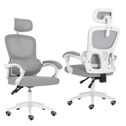 Ergonomic Reclining Office Chair - Lumbar Support, Adjustable Headrest VELTRA - GREY - Mekamart Australia