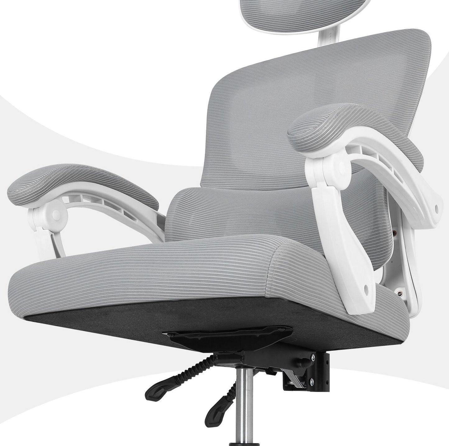 Ergonomic Reclining Office Chair - Lumbar Support, Adjustable Headrest VELTRA - GREY - Mekamart Australia