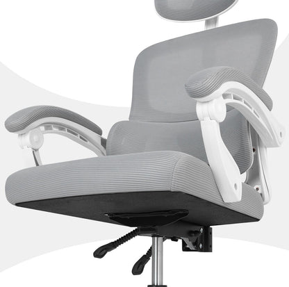 Ergonomic Reclining Office Chair - Lumbar Support, Adjustable Headrest VELTRA - GREY - Mekamart Australia