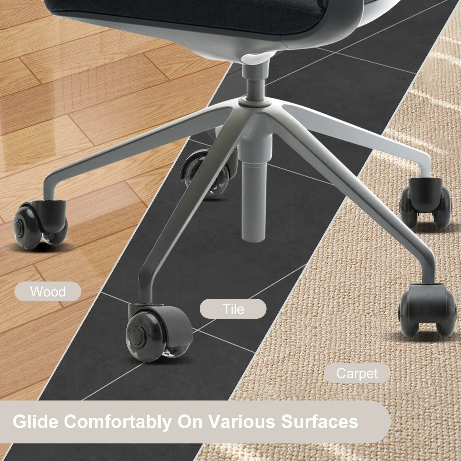 5X 2'' Twin Wheel Office Chair Casters - Slient Smooth, 11x22mm Stem - Mekamart Australia