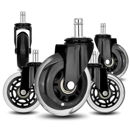 5X 3'' Rollerblade Style Wheels Office Chair Casters - Slient Smooth, 11x22mm Stem - Mekamart Australia