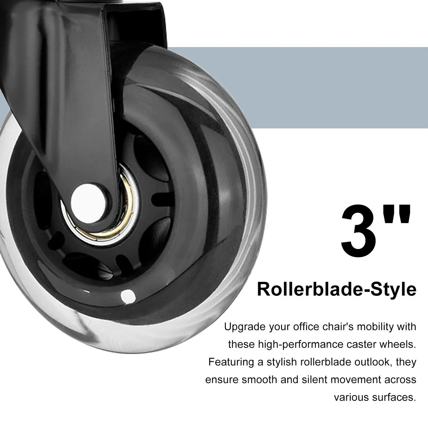 5X 3'' Rollerblade Style Wheels Office Chair Casters - Slient Smooth, 11x22mm Stem - Mekamart Australia
