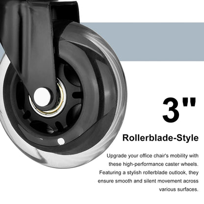 5X 3'' Rollerblade Style Wheels Office Chair Casters - Slient Smooth, 11x22mm Stem - Mekamart Australia