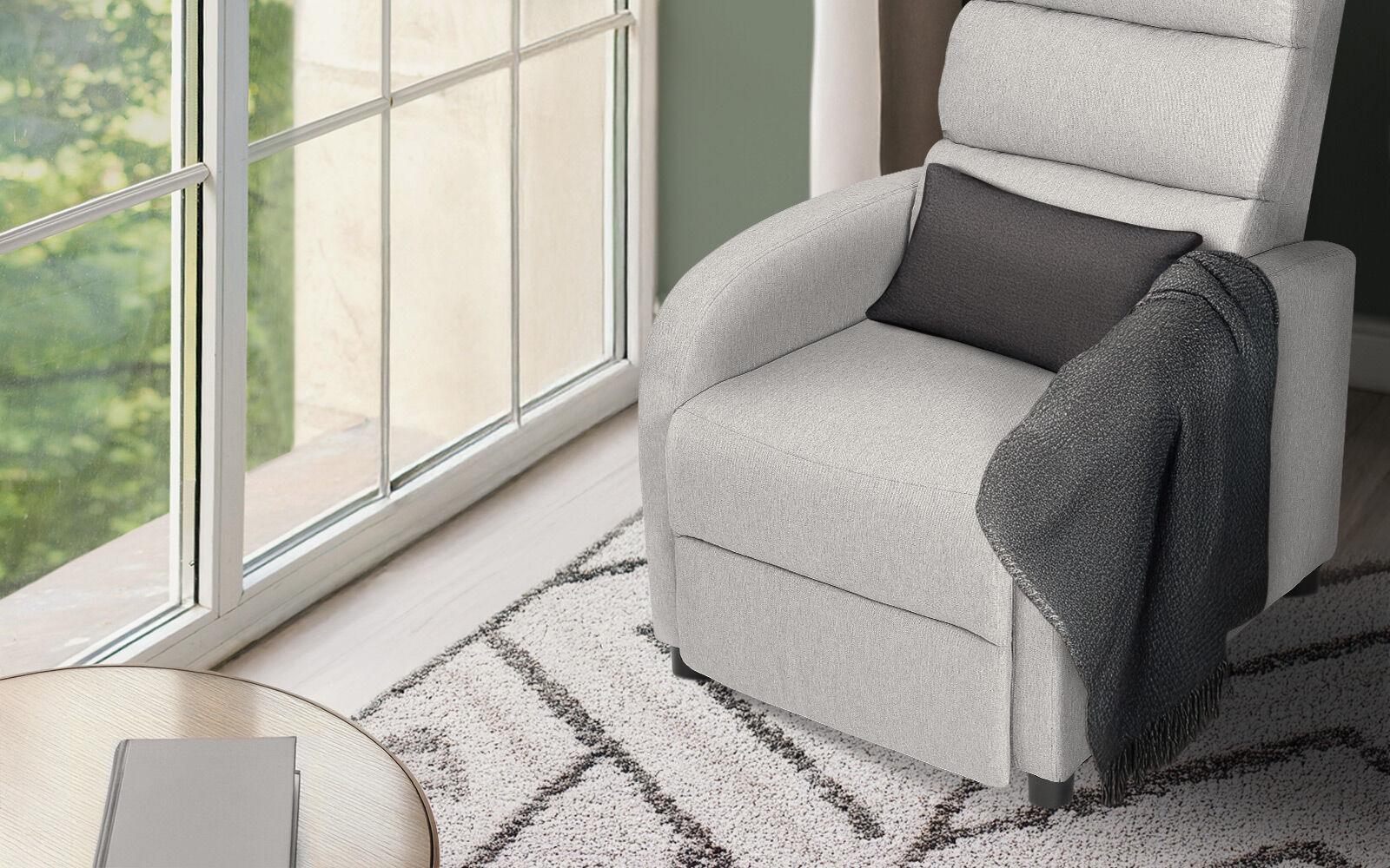Home Recliner Chair - Linen Fabric Sofa Lounge Armchair SHILOH GREY - Mekamart Australia