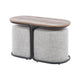 3 Piece Set Coffee Table & Ottoman Wood Side End Table Industrial - CREAM GREY - Mekamart Australia