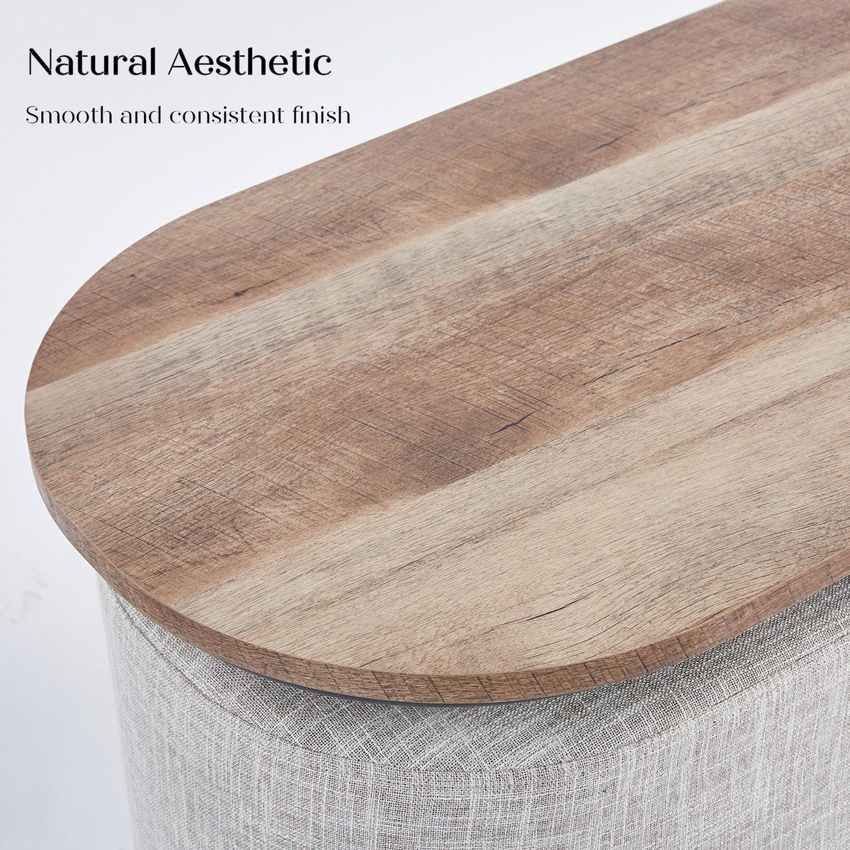 3 Piece Set Coffee Table & Ottoman Wood Side End Table Industrial - CREAM GREY - Mekamart Australia