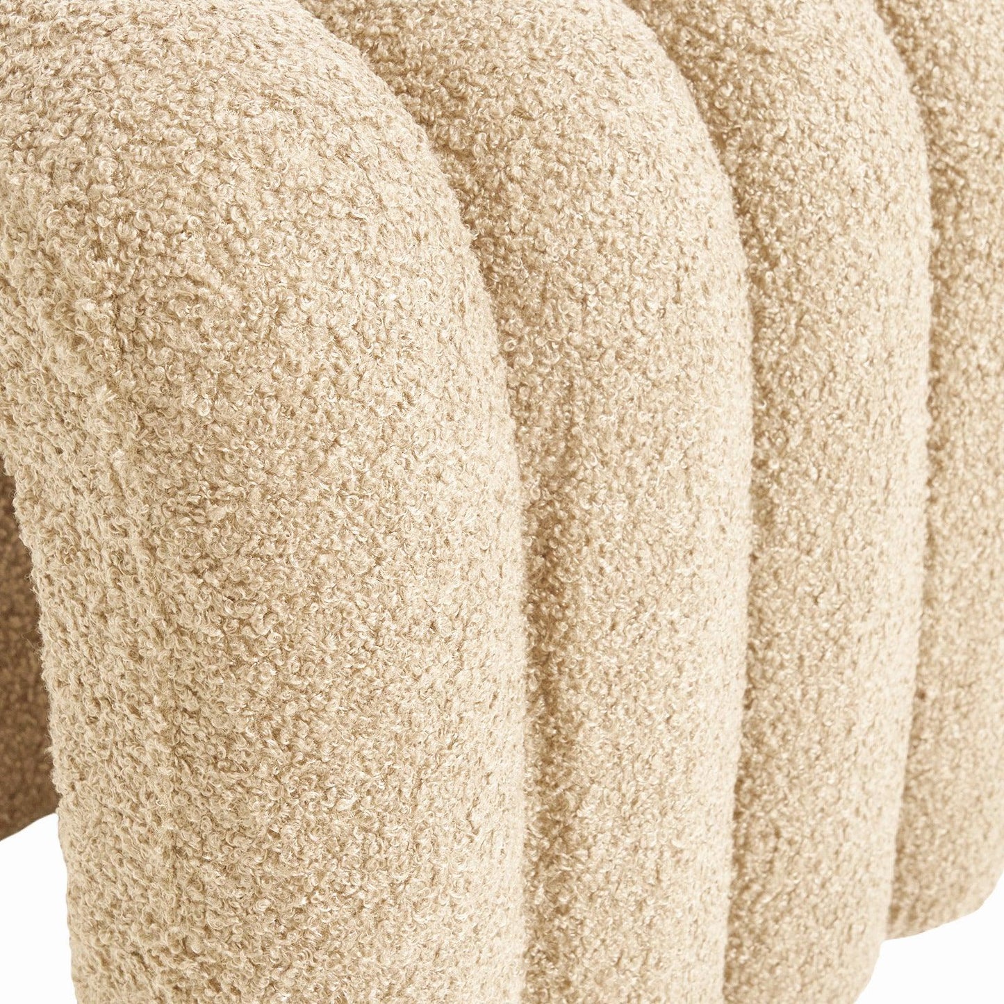 Ridge Arch Ottoman Stool Teddy Fleece Fabric Foot Rest 45cm BEIGE - Mekamart Australia