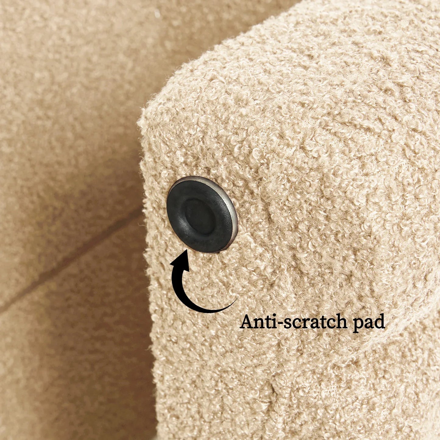 Ridge Arch Ottoman Stool Teddy Fleece Fabric Foot Rest 45cm BEIGE - Mekamart Australia