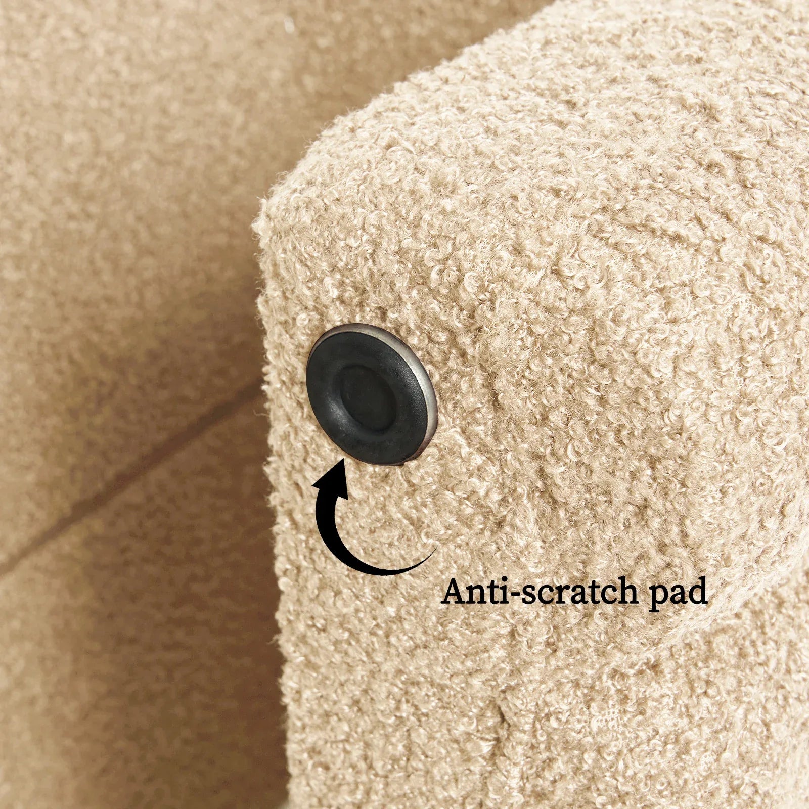 2X Ridge Arch Ottoman Stool Teddy Fleece Fabric Foot Rest 45cm BEIGE - Mekamart Australia