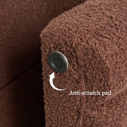 Ridge Arch Ottoman Stool Teddy Fleece Fabric Foot Rest 45cm BROWN - Mekamart Australia