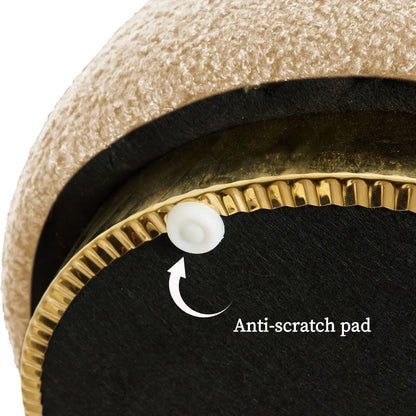 Round Stacked Ottoman Stool Teddy Fleece Fabric Foot Rest 38cm BEIGE - Mekamart Australia
