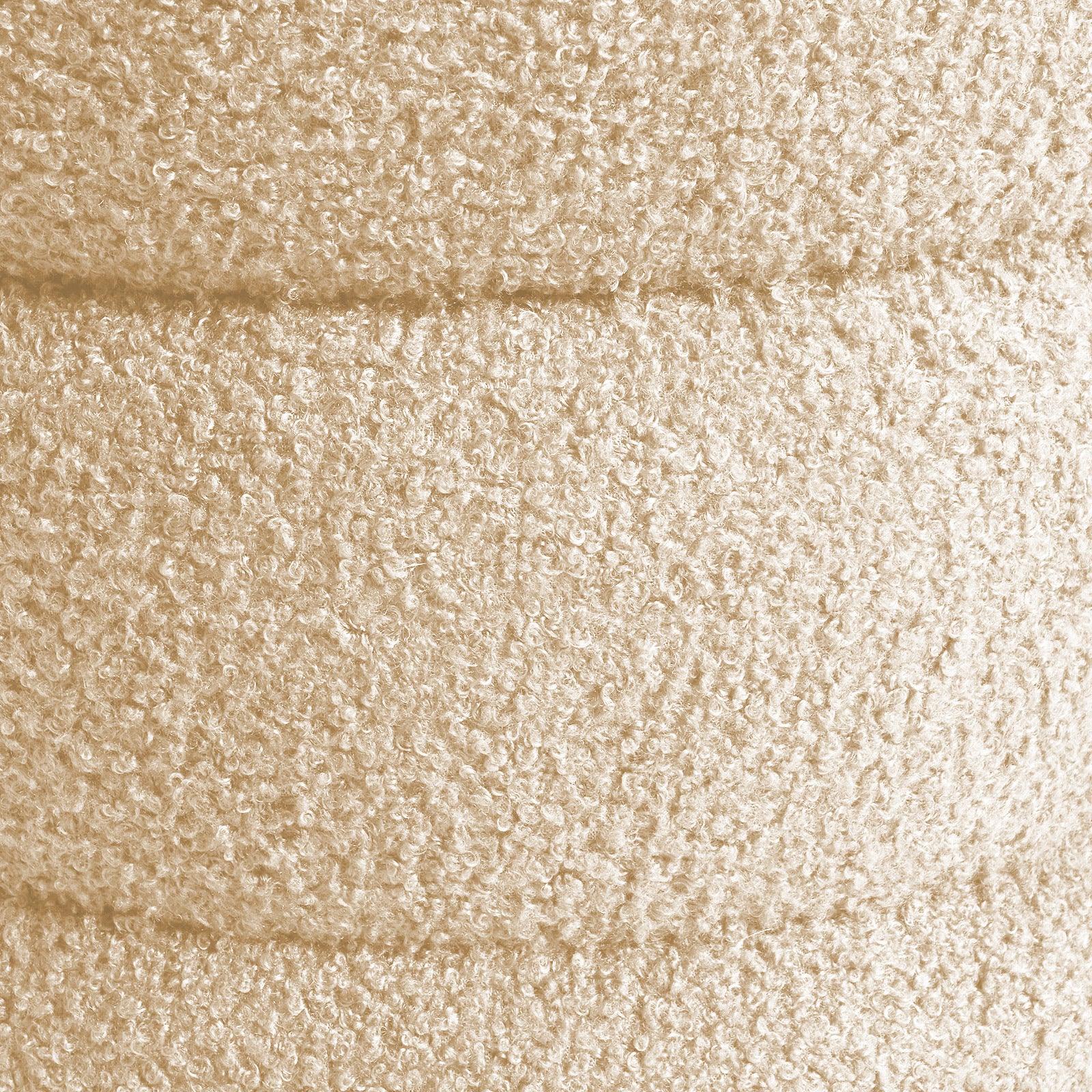 2X Round Stacked Ottoman Stool Teddy Fleece Fabric Foot Rest 38cm BEIGE - Mekamart Australia