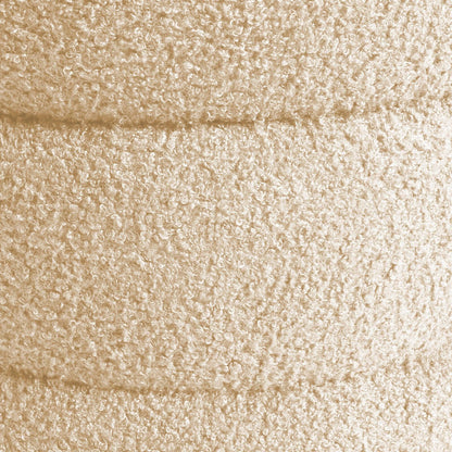 2X Round Stacked Ottoman Stool Teddy Fleece Fabric Foot Rest 38cm BEIGE - Mekamart Australia