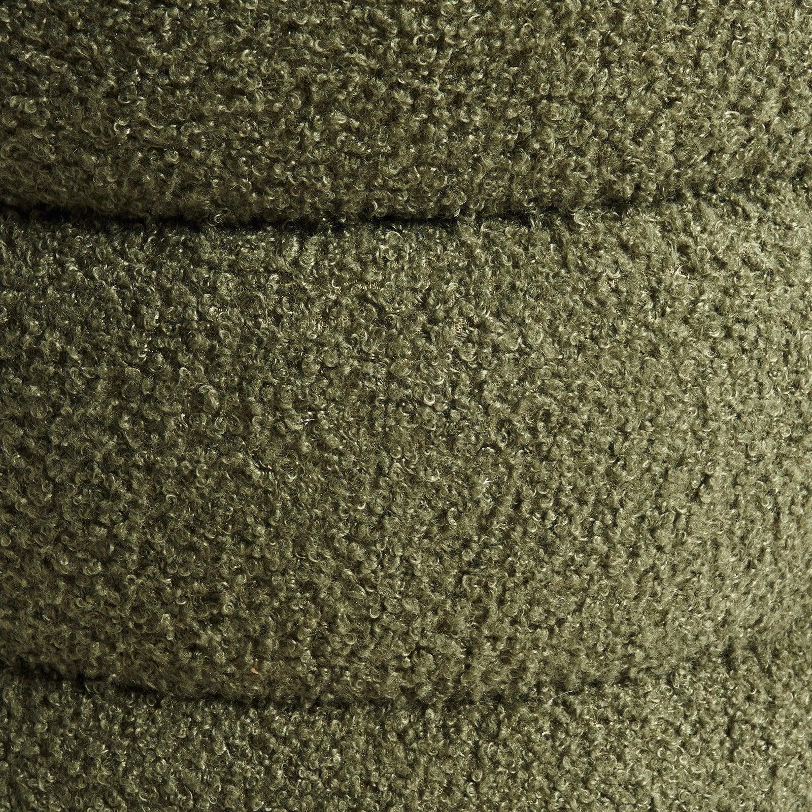 Round Stacked Ottoman Stool Teddy Fleece Fabric Foot Rest 38cm GREEN - Mekamart Australia