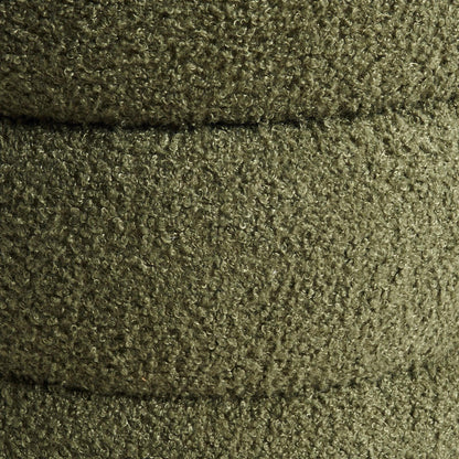 Round Stacked Ottoman Stool Teddy Fleece Fabric Foot Rest 38cm GREEN - Mekamart Australia