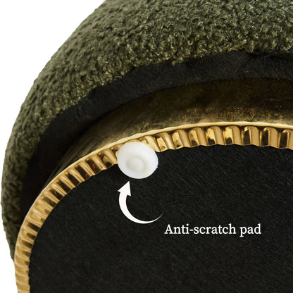 Round Stacked Ottoman Stool Teddy Fleece Fabric Foot Rest 38cm GREEN - Mekamart Australia