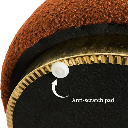 Round Stacked Ottoman Stool Teddy Fleece Fabric Foot Rest 38cm ORANGE - Mekamart Australia