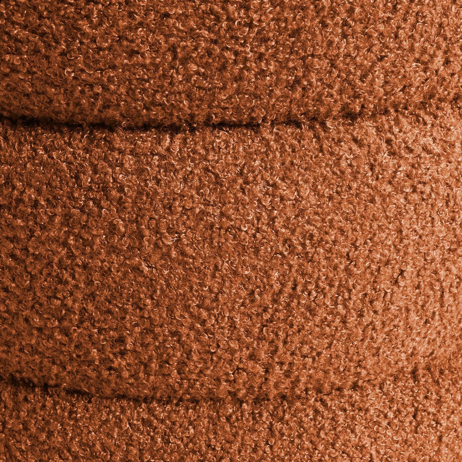 2X Round Stacked Ottoman Stool Teddy Fleece Fabric Foot Rest 38cm ORANGE - Mekamart Australia