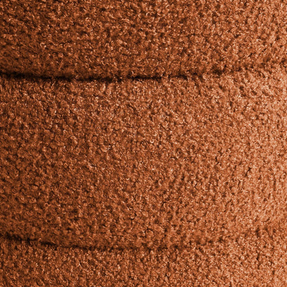 2X Round Stacked Ottoman Stool Teddy Fleece Fabric Foot Rest 38cm ORANGE - Mekamart Australia