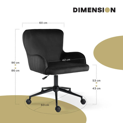 Desk Armchair - Home Office Swivel Chair Adjustable Height Seat PLUME BLACK - Mekamart Australia