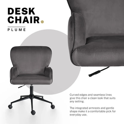 Desk Armchair - Home Office Swivel Chair Adjustable Height Seat PLUME GREY - Mekamart Australia