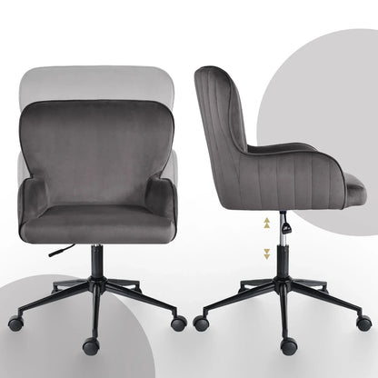 Desk Armchair - Home Office Swivel Chair Adjustable Height Seat PLUME GREY - Mekamart Australia