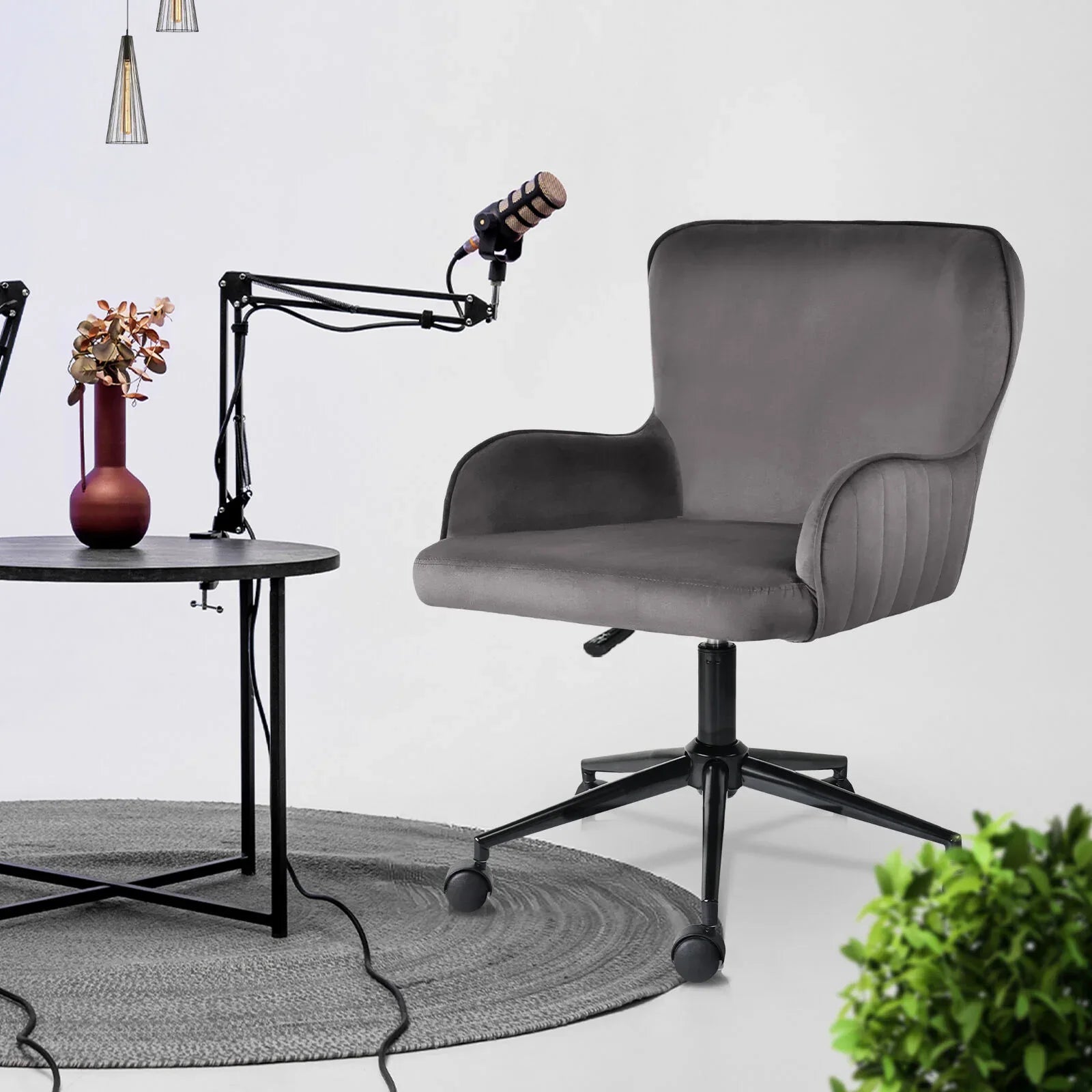 Desk Armchair - Home Office Swivel Chair Adjustable Height Seat PLUME GREY - Mekamart Australia
