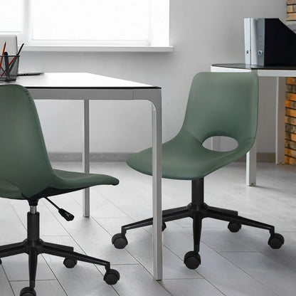 2 Set Office Desk Chair - PU Leather Home Swivel Chair Cut-Out Seat HALO GREEN - Mekamart Australia
