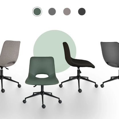 2 Set Office Desk Chair - PU Leather Home Swivel Chair Cut-Out Seat HALO GREEN - Mekamart Australia
