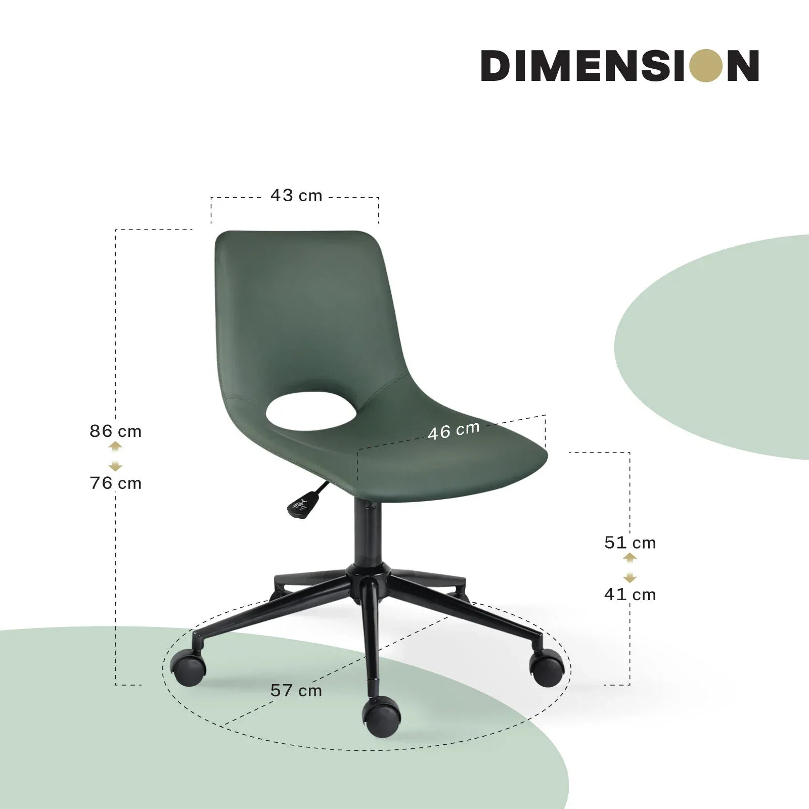 2 Set Office Desk Chair - PU Leather Home Swivel Chair Cut-Out Seat HALO GREEN - Mekamart Australia