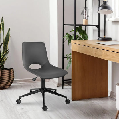 2 Set Office Desk Chair - PU Leather Home Swivel Chair Cut-Out Seat HALO GREY - Mekamart Australia