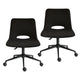 2 Set Office Desk Chair - Loop Yarn Fabric Home Swivel Chair Cut-Out Seat HALO BLACK - Mekamart Australia