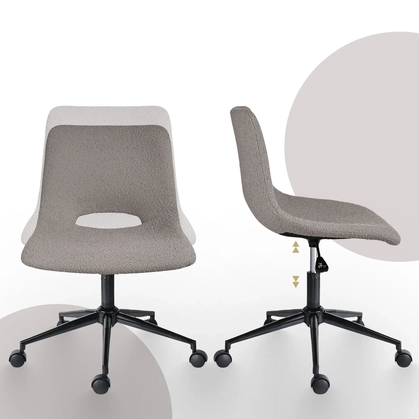2 Set Office Desk Chair - Loop Yarn Fabric Home Swivel Chair Cut-Out Seat HALO GREY - Mekamart Australia