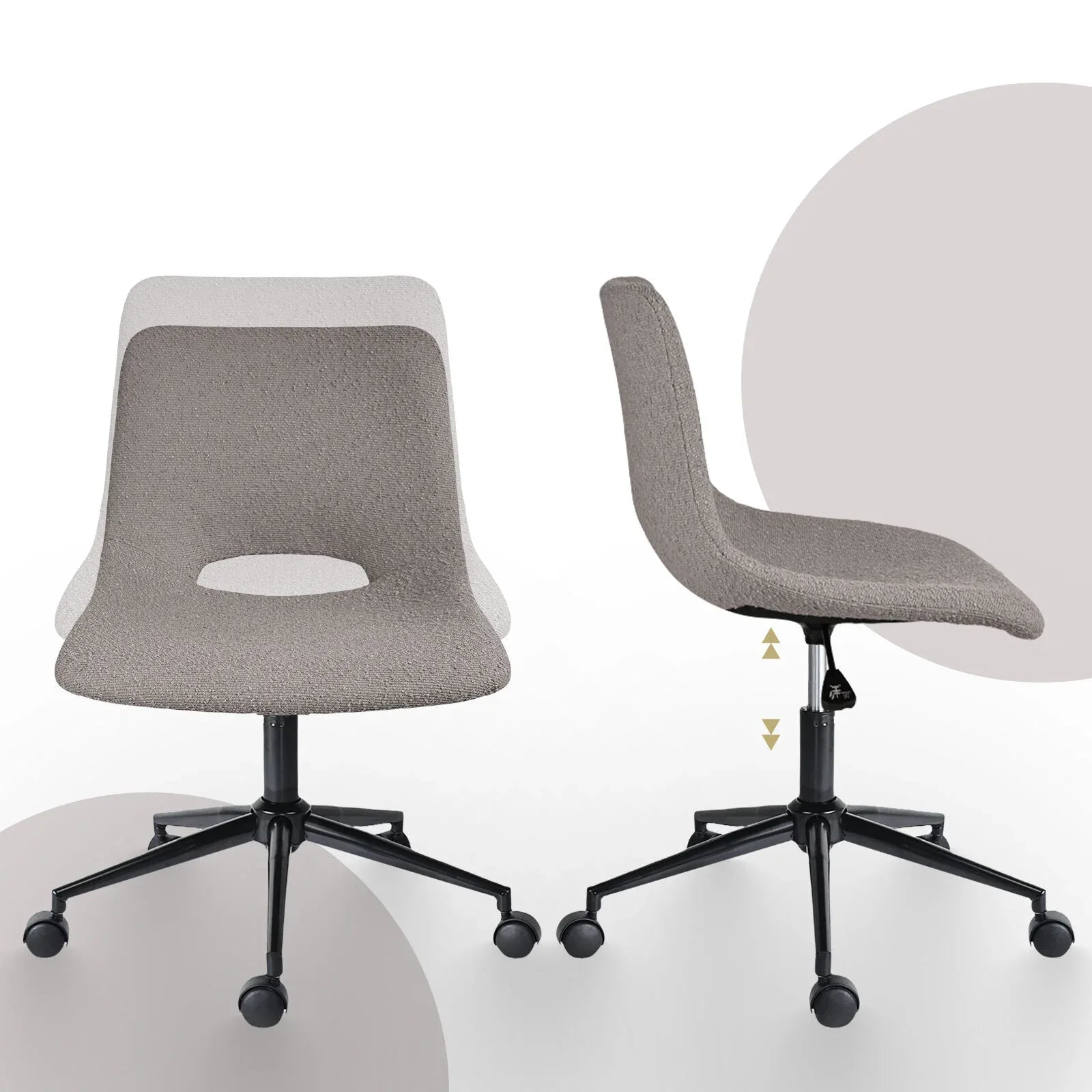 2 Set Office Desk Chair - Loop Yarn Fabric Home Swivel Chair Cut-Out Seat HALO GREY - Mekamart Australia