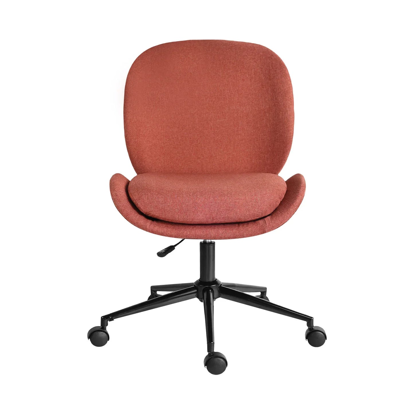 Office Desk Chair - Linen Fabric Armless Swivel Study Seat OVOID EARTHY RED - Mekamart Australia
