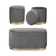 3 Piece Set Storage Ottoman - Blanket Box Velvet Padded Bench Stool FAYE GREY - Mekamart Australia