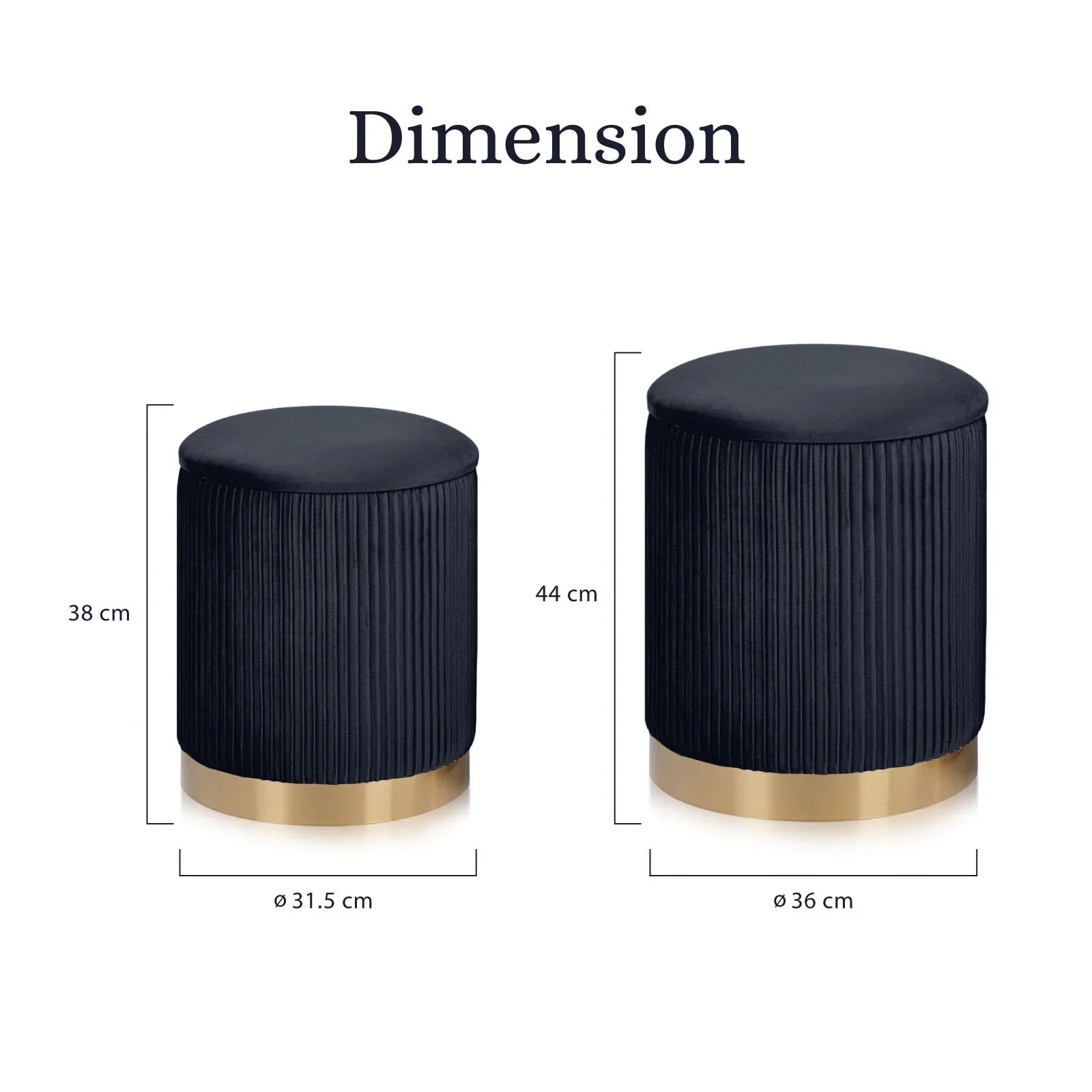 2X Side Table Storage Ottoman - Velvet Stool MIRA Black - Mekamart Australia