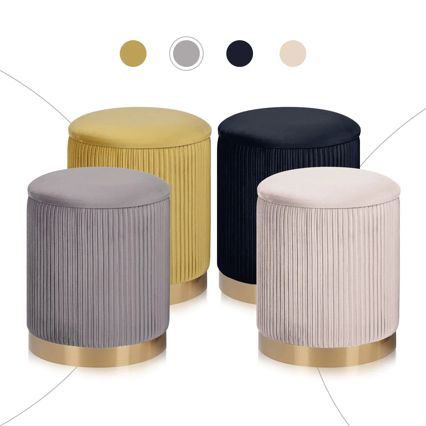 2X Side Table Storage Ottoman - Velvet Stool MIRA Grey - Mekamart Australia