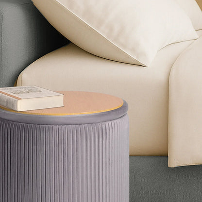 2X Side Table Storage Ottoman - Velvet Stool MIRA Grey - Mekamart Australia