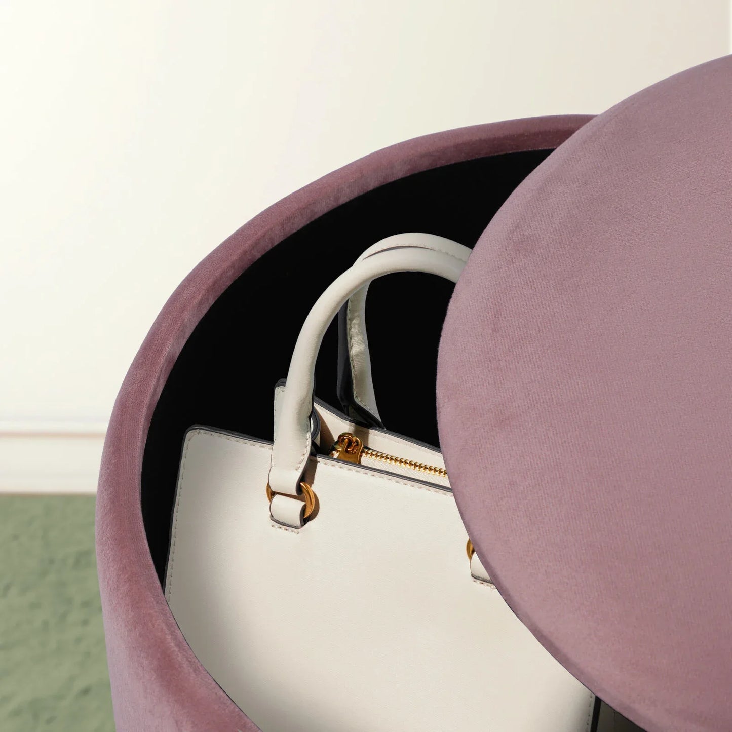 2X Side Table Storage Ottoman - Velvet Padded Stool Vanity Footstool REMI Pink - Mekamart Australia
