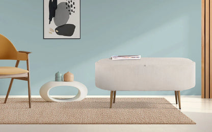 Coffee Table Storage Ottoman - Corduroy Padded Blanket Box Bench ESME CREAM - Mekamart Australia