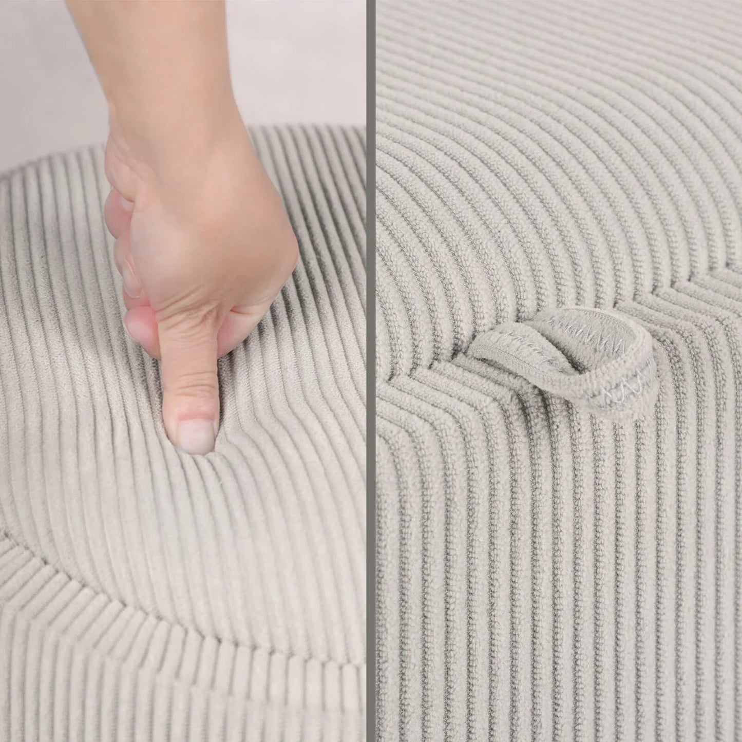 Coffee Table Storage Ottoman - Corduroy Padded Blanket Box Bench ESME CREAM - Mekamart Australia