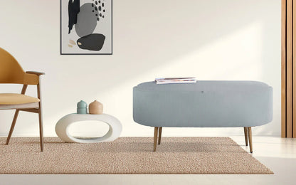 Coffee Table Storage Ottoman - Corduroy Padded Blanket Box Bench ESME - DUSTY BLUE - Mekamart Australia