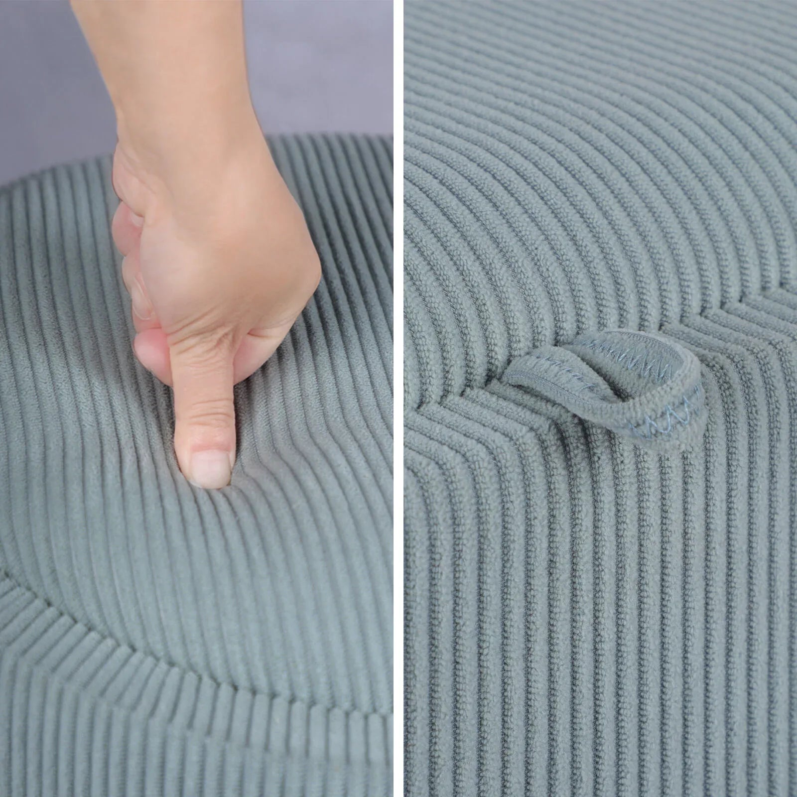 Coffee Table Storage Ottoman - Corduroy Padded Blanket Box Bench ESME - DUSTY BLUE - Mekamart Australia