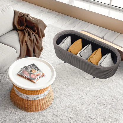 Coffee Table Storage Ottoman - Velvet Padded Blanket Box Bench IRENE GREY - Mekamart Australia