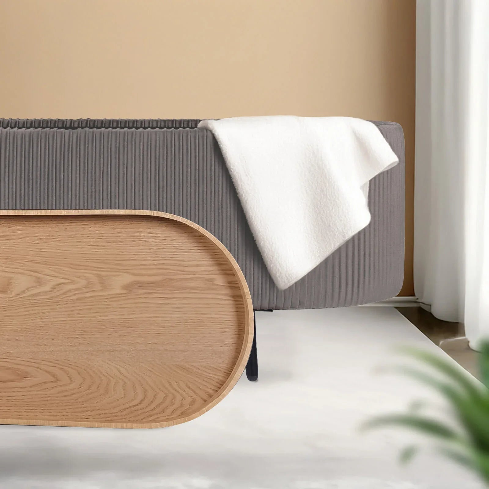 Coffee Table Storage Ottoman - Velvet Padded Blanket Box Bench IRENE GREY - Mekamart Australia
