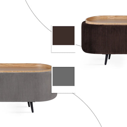 Coffee Table Storage Ottoman - Velvet Padded Blanket Box Bench IRENE GREY - Mekamart Australia