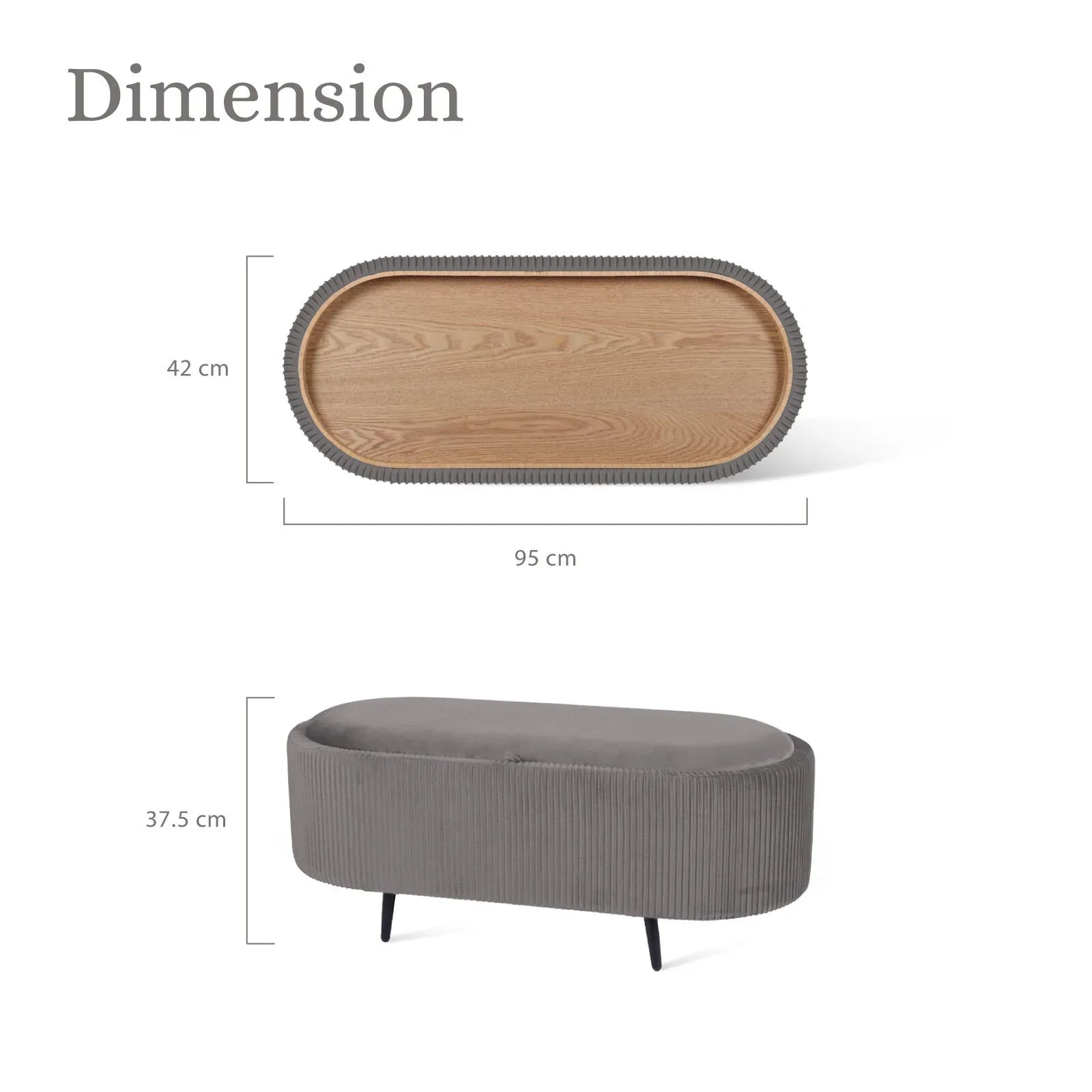 Coffee Table Storage Ottoman - Velvet Padded Blanket Box Bench IRENE GREY - Mekamart Australia