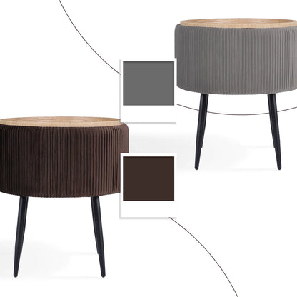 Side Table Storage Ottoman - Velvet Padded Stool Vanity Footstool CLEO BROWN - Mekamart Australia