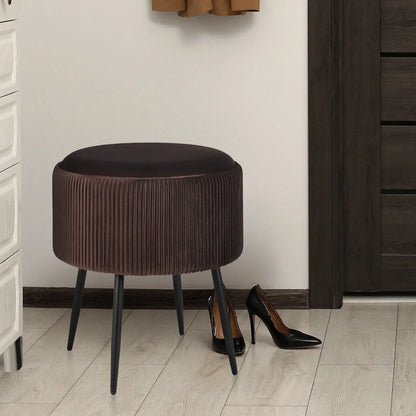 Side Table Storage Ottoman - Velvet Padded Stool Vanity Footstool CLEO BROWN - Mekamart Australia